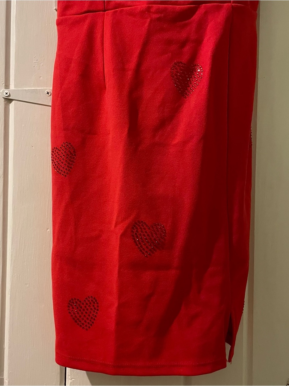Red rhinestone Hearts Mini Dress with Side Slit-small like new - Picture 4 of 11